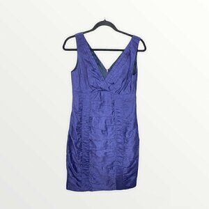 Nanette Lepore Dress Size 6 Sea Maiden Sheath Dress Metallic Sleeveless Linen